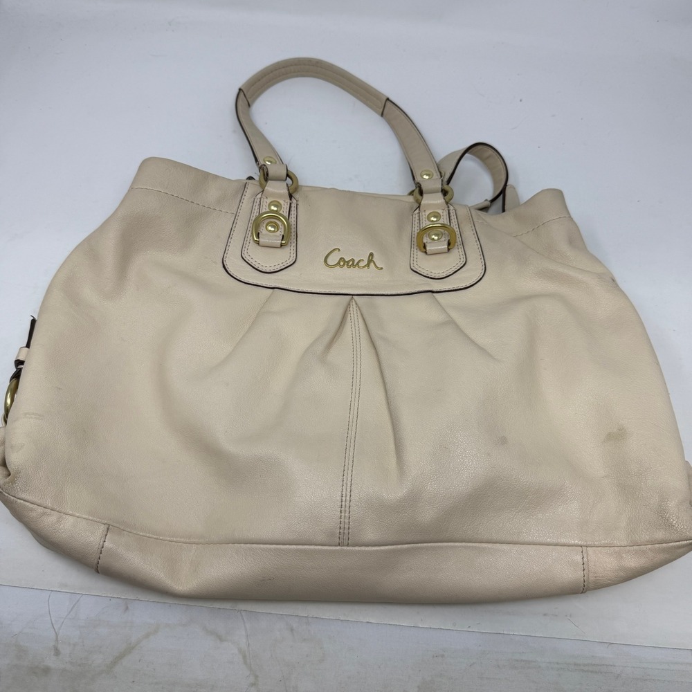 Coach Tote Womens Large Madison Sophia Cream Leather Gold Hardware F15513 FAIR